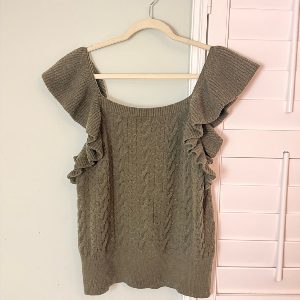 a new day Off-the-Shoulder Ruffle Sweater - Olive - Picture 7 of 7